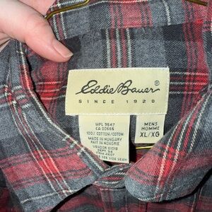 Eddie Bauer Charcoal and Crimson Plaid Shirt